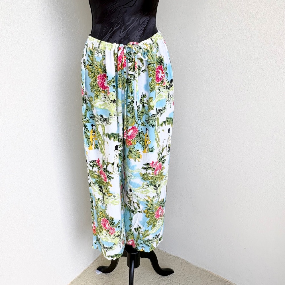 Natori Landscape Print Pajama Set Womens XL Blue Multi Oriental - Picture 7 of 12
